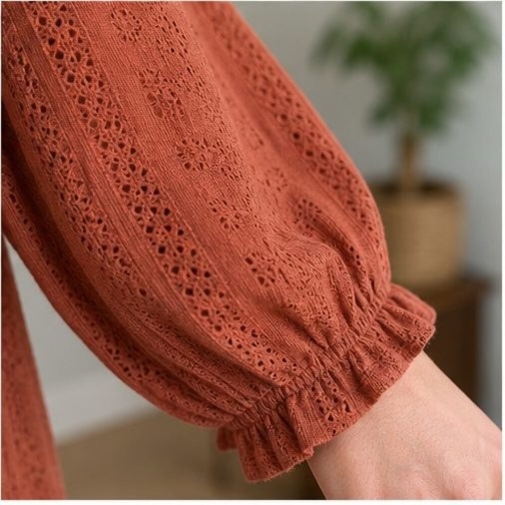 Rust Wrap Blouse - Picture 5 of 6